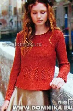 Женский пуловер спицами с описанием и схемами вязания