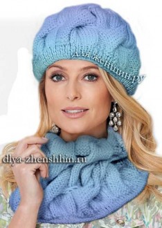 Вязаная шапка и снуд с косами Вязаная шапка и снуд с косами