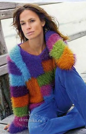 Женский пуловер в стиле пэчворк