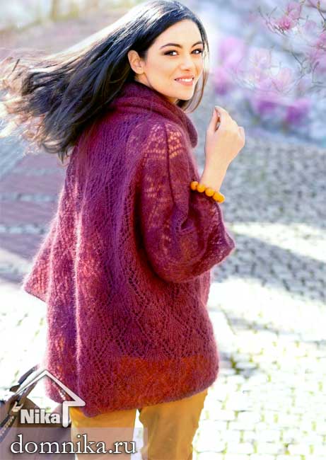 бордовый женский свитер из мохера