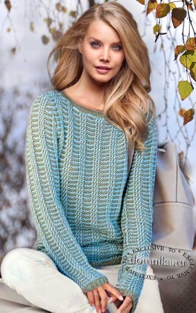 двухцветный женский свитер спицами