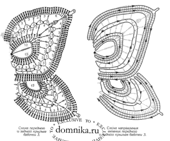 вязаные бабочки крючком схемы