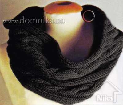 Вязаный спицами шарф-хомут со схемами