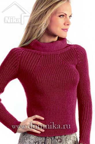 Женский вязаный свитер с рукавом реглан