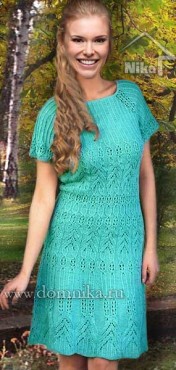 Ажурное вязаное платье красивые узоры спицами